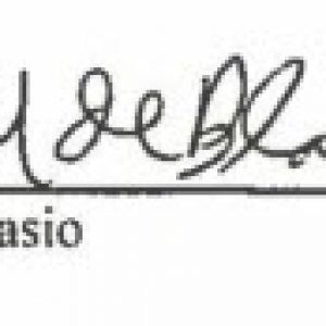 New York City Mayor Bill de Blasio signature