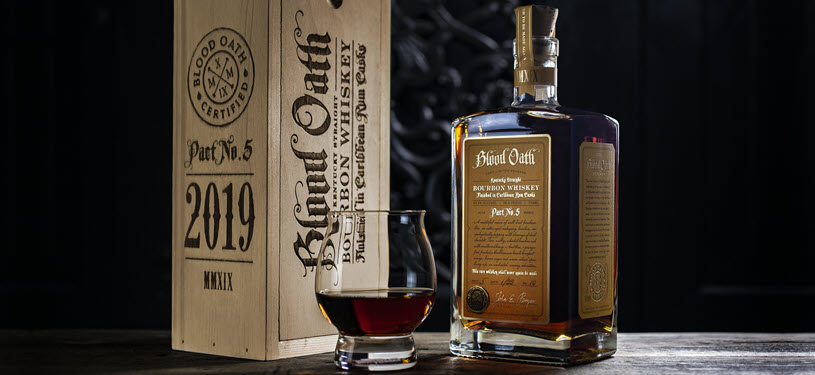 Blood Oath Kentucky Straight Bourbon Whiskey Pact No. 5 Bottle and Box