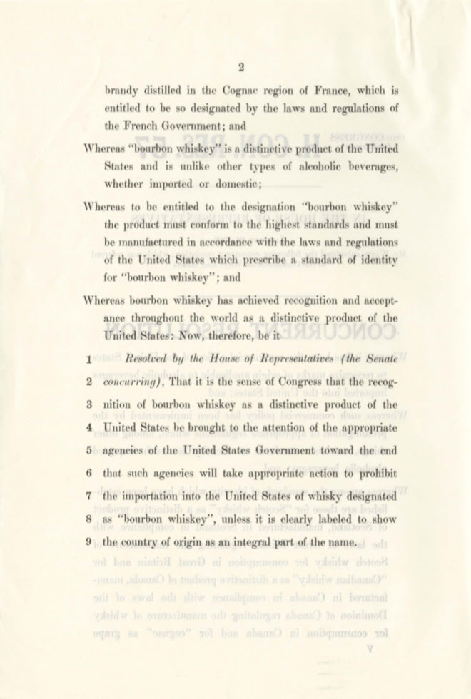 Bourbon Whiskey Designated as Distinctive Product of the United States - Introduced January 24, 1963, H. CON. RES. 57 - Page 2