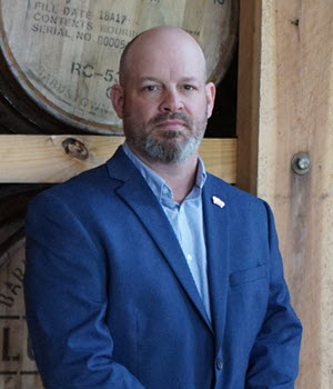 Lux Row Distillers - Master Distiller John Rempe in the Barrel Warehouse