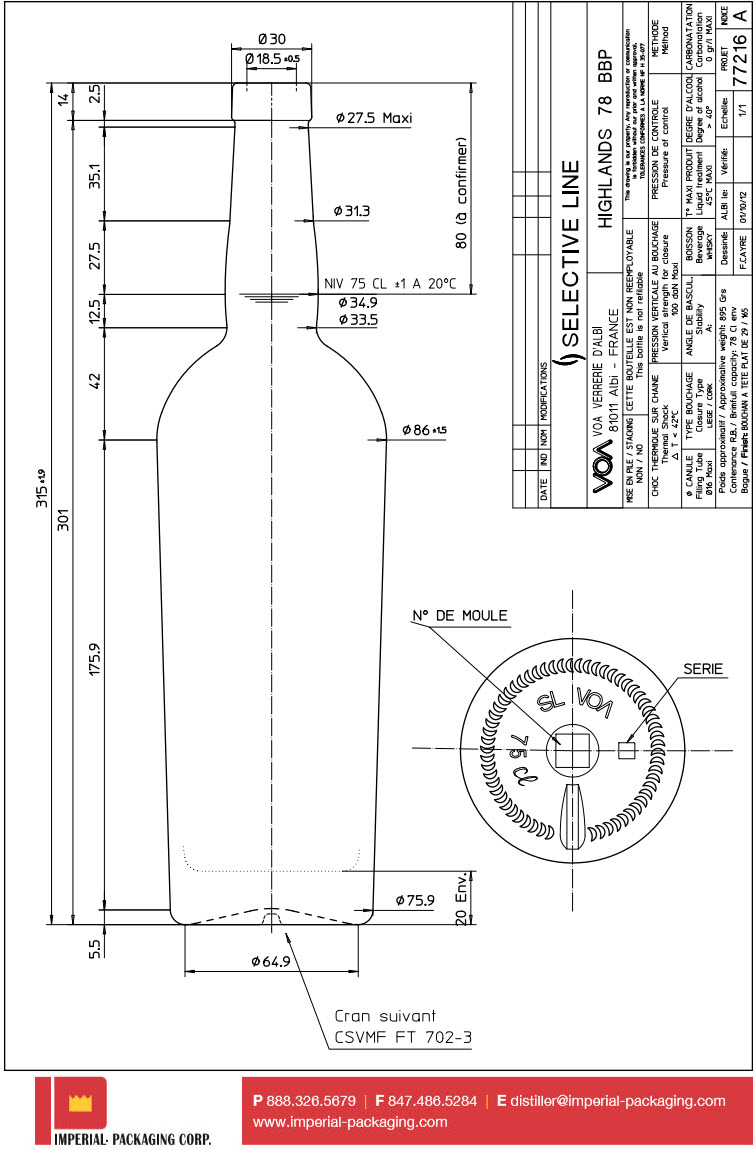 Imperial-Packaging - Bottle 750ml & 1.75ml Highlands 78 BBP