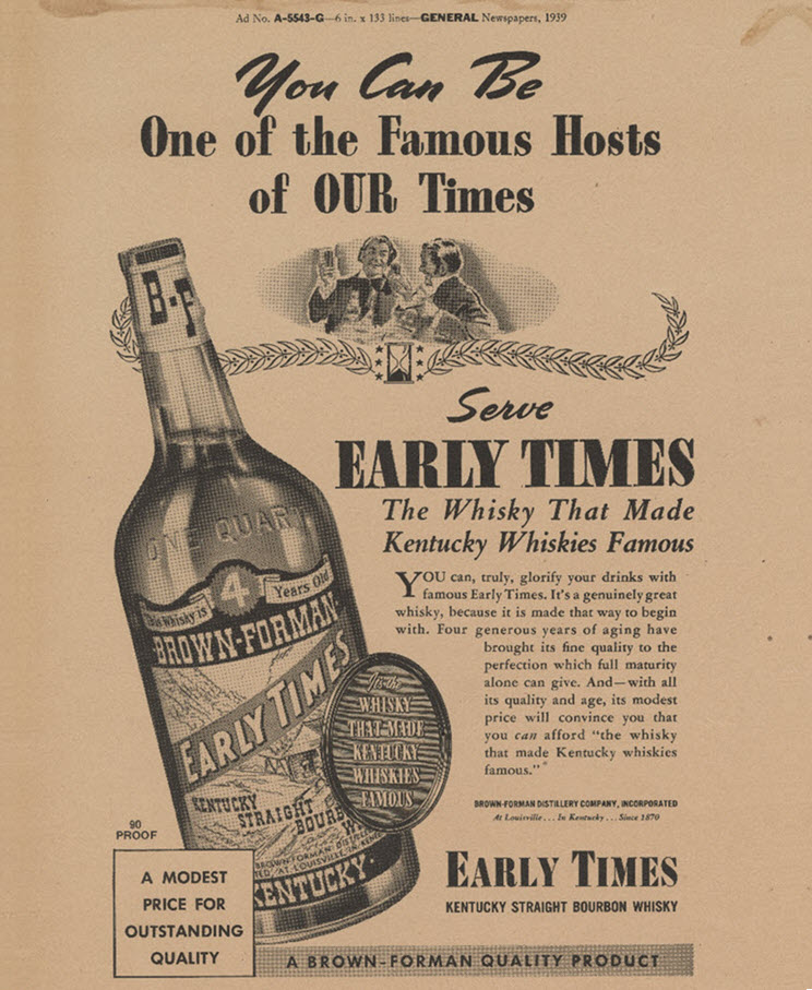Early Times Kentucky Straight Bourbon Whisky - Vintage Advertisement