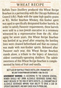 Buffalo Trace Distillery - cRc Kosher Certified, Kentucky Straight Bourbon High Wheat Whiskey Label