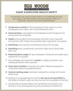 Hard Truth Distilling - Big Woods Craft Food, Beer & Spirits - Guest & Employee Health Safety Guide