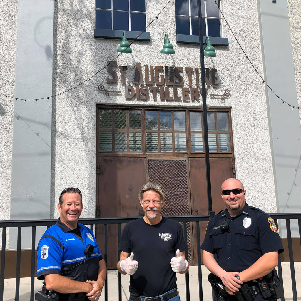 St. Augustine Distillery - Founder Philip McDaniels providing Hand Sanitizer to local first responders