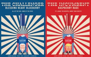 Election Vodka - The Incumbent - Raspberry Rage vs. The Challenger - Bleeding Heart Blueberry