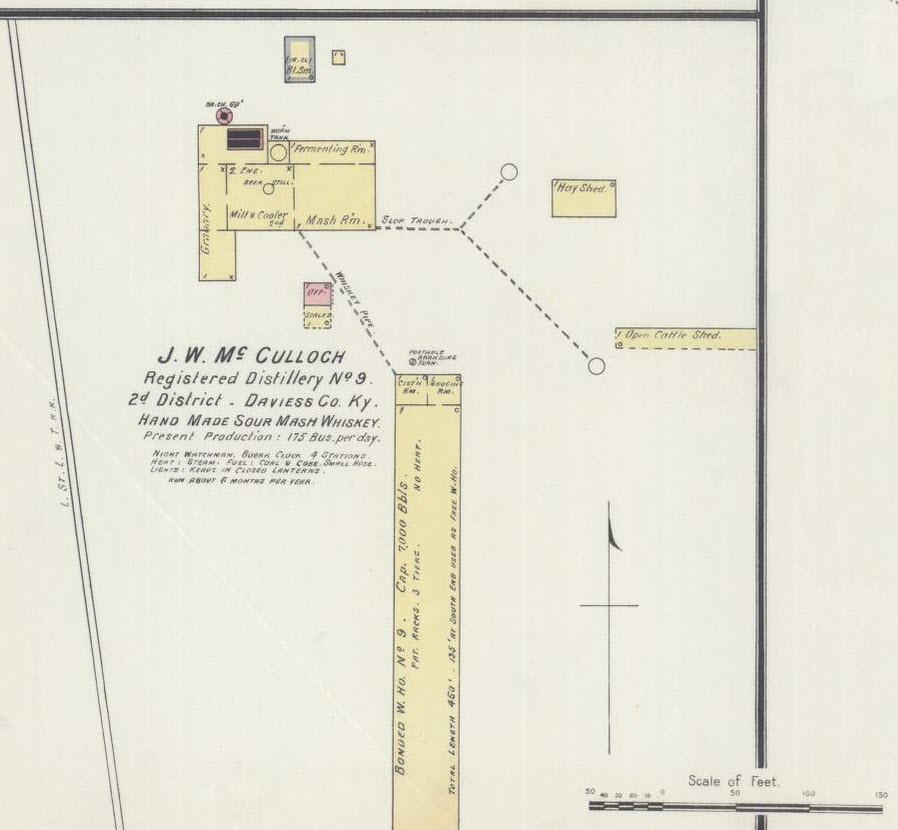 J.W. McCulloch Registered Distillery No. 9, 2nd District, Daviess Co, KY hand Made Sour Mash Whiskey