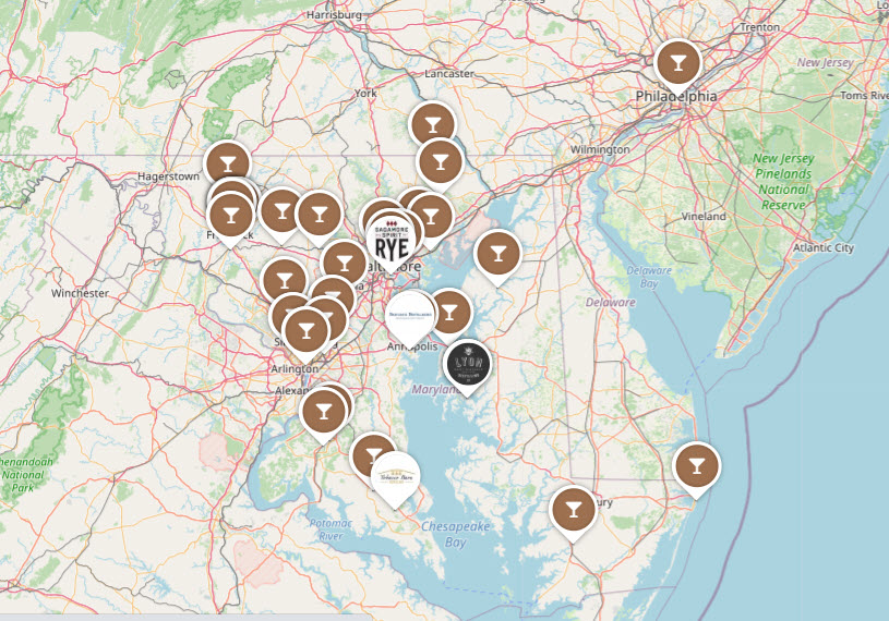 Maryland Distillery Trail Map