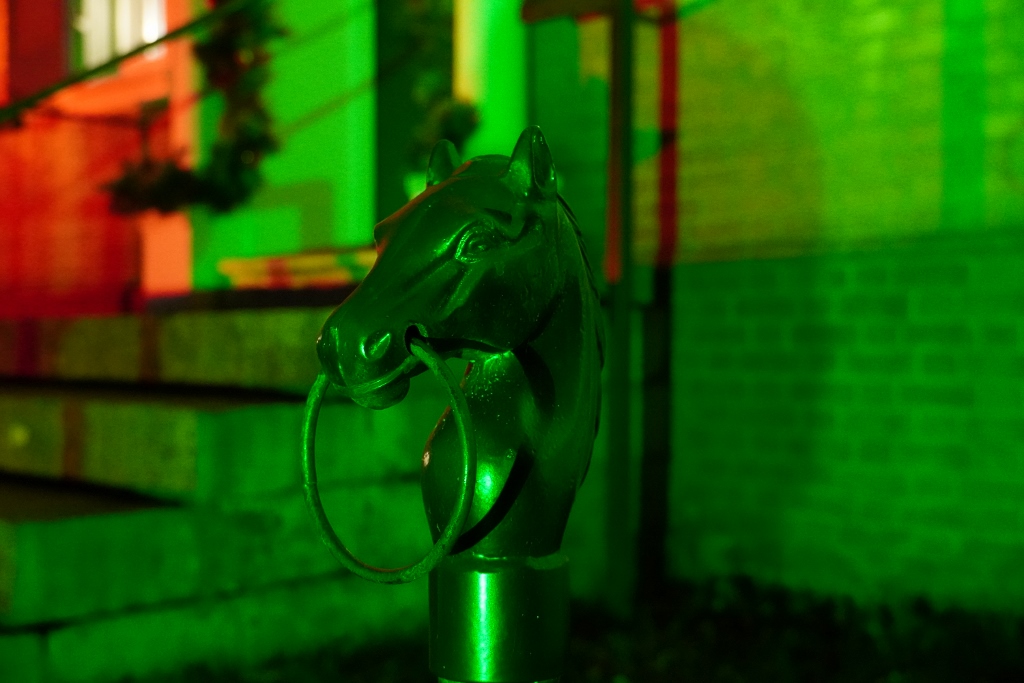 My Old Kentucky Home State Park - My Old Ketucky Home Lit Up for Christmas, Horse Hitching Post
