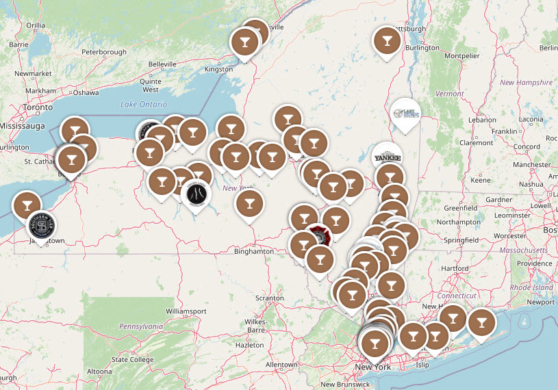 New York State Distillery Trail Map