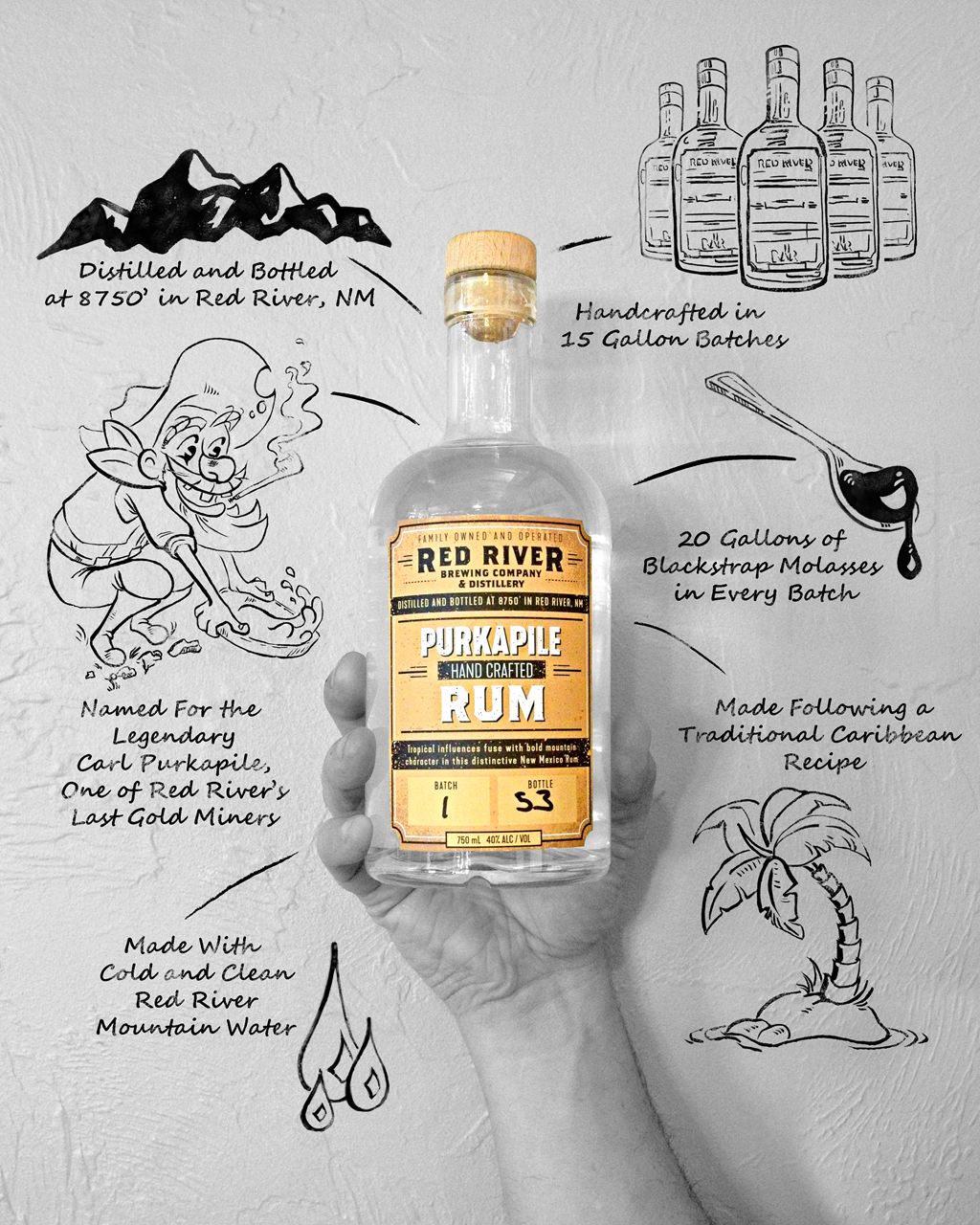 Red River Brewery & Distillery - Spirits, Purkapile White Rum