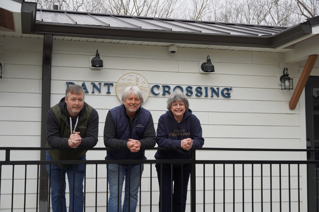 Charles, Wally and Lynn Dant at Dant Crossing.
