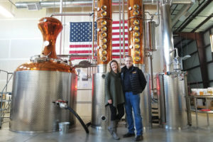 Trail Distilling - Co-Founders Sara and Jerry Brennan in the Distillery