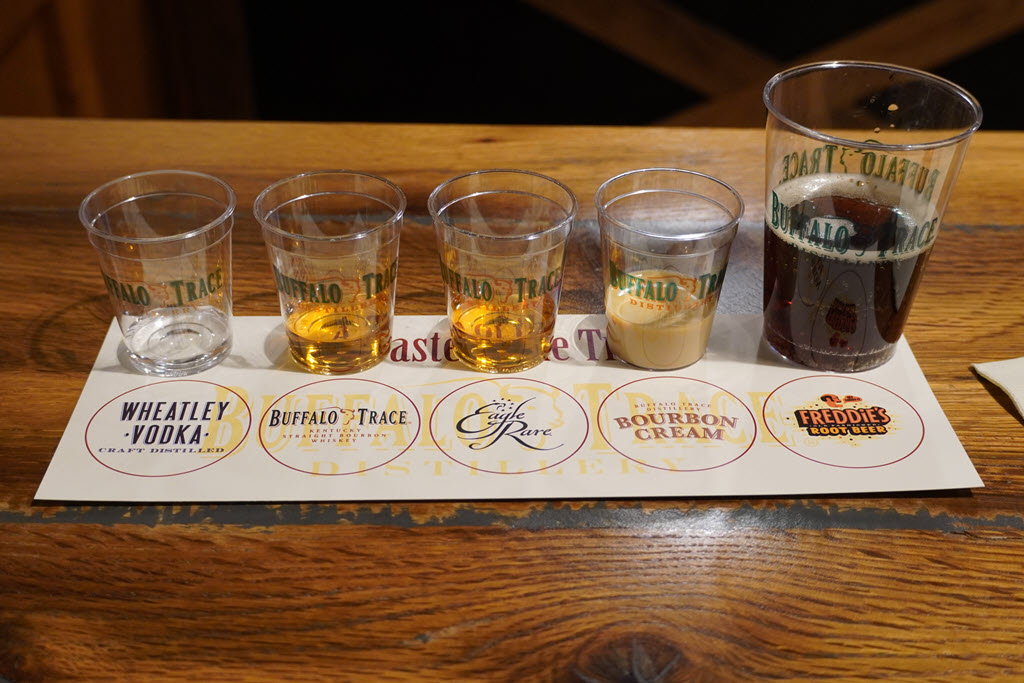 Buffalo Trace Distillery - Tours Wrap up with a Tasting of Wheatley Vodka, Buffalo Trace Bourbon, Eagle Rare Bourbon, Bourbon Cream & Freddie's Root Beer