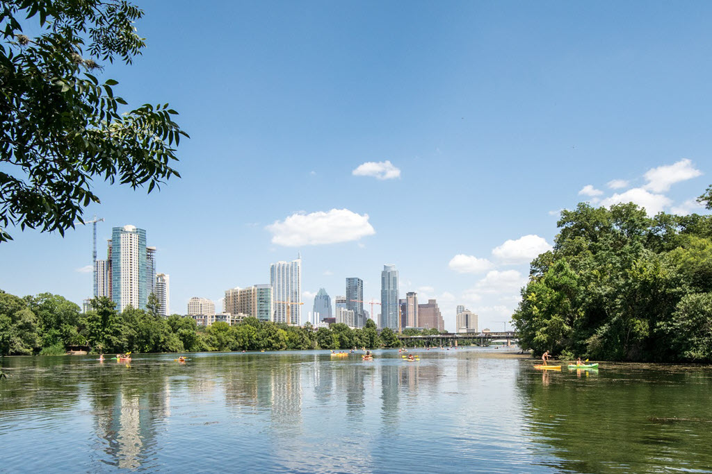 Texas - View of the Austin Skyline from the Colorado River