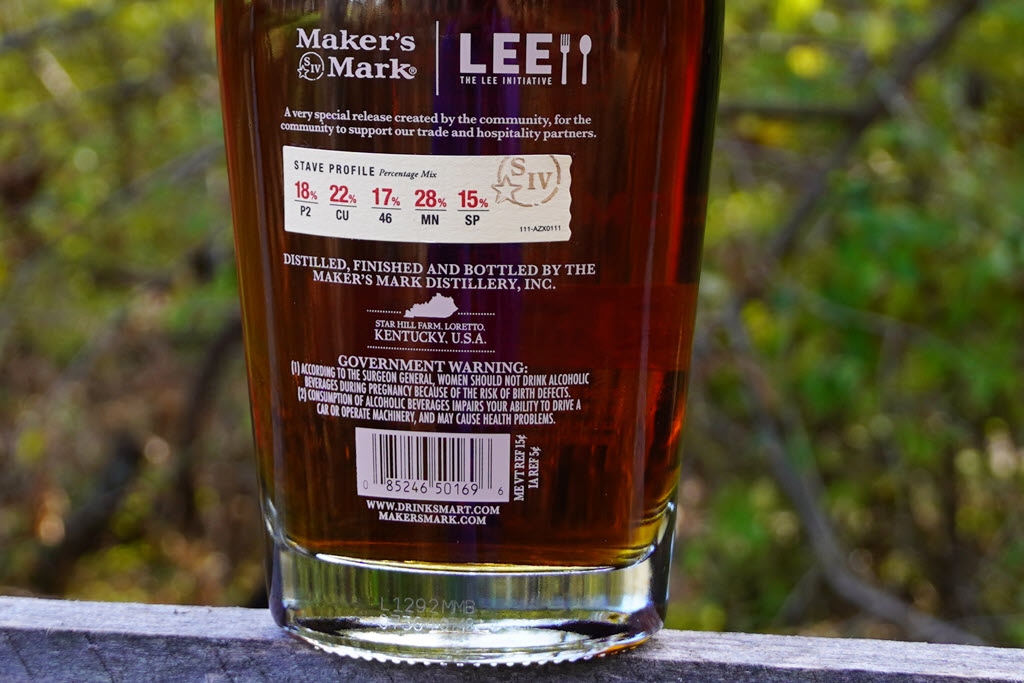 Maker's Mark Distillery - 2021 Lee Iniative CommUNITY Bottle, Stave Profile 18% P2, 22% CU, 17% 46, 28% MN, 15% SP