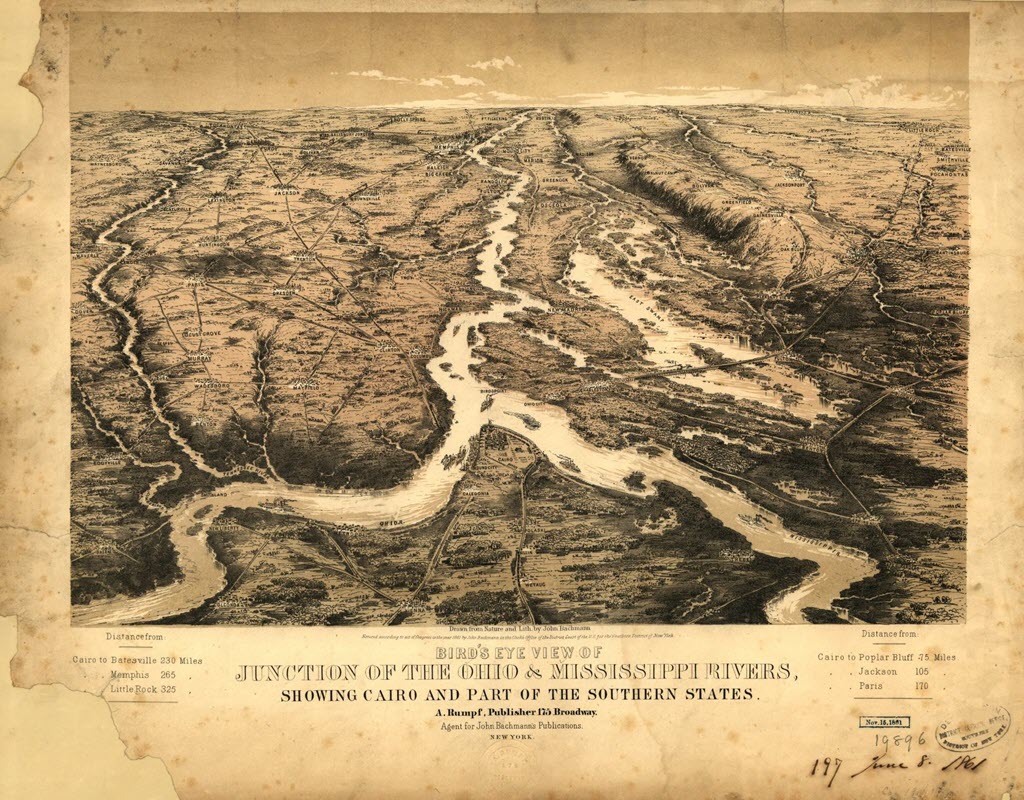 Bird's eye view of junction of the Ohio & Mississippi Rivers 1861