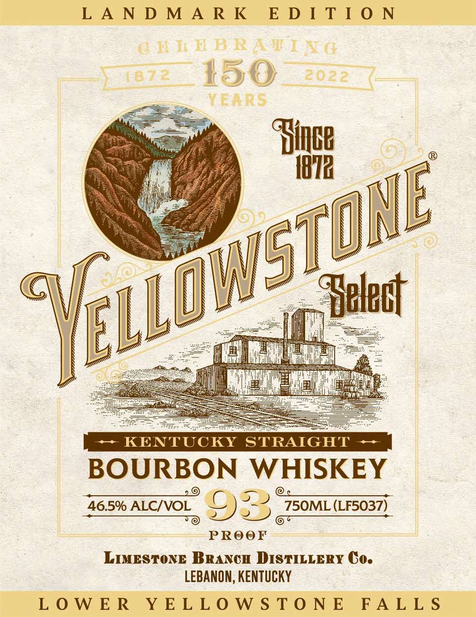 Limestone Branch Distillery - 1 Yellowstone Select Kentucky Straight Bourbon Whiskey, 150 Year Celebration, Lower Falls Label