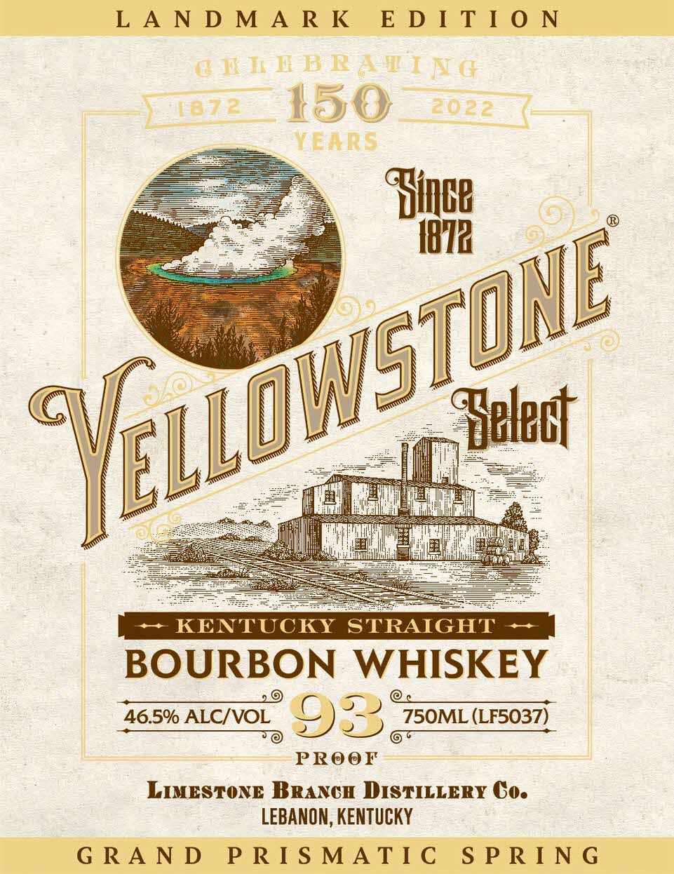 Limestone Branch Distillery - 3 Yellowstone Select Kentucky Straight Bourbon Whiskey, 150 Year Celebration, Grand Prismatic Label