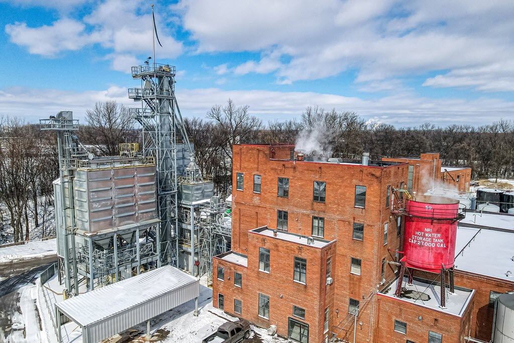 Green River Distilling Co. = Aerial Photo of Distillery and Water Tower