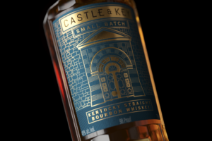 Castle & Key Distillery – Castle & Key Small Batch Kentucky Straight Bourbon Whiskey, Batch 1 Bottle and Label