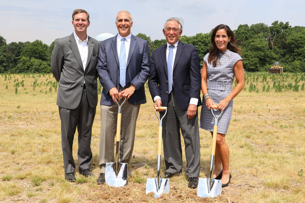 Heaven Hill Distillery - Kentucky Gov. Andy Beshear, Allan Latts, Max Shapira, Kate Latts at Groundbreaking in Bardstown, Kentucky