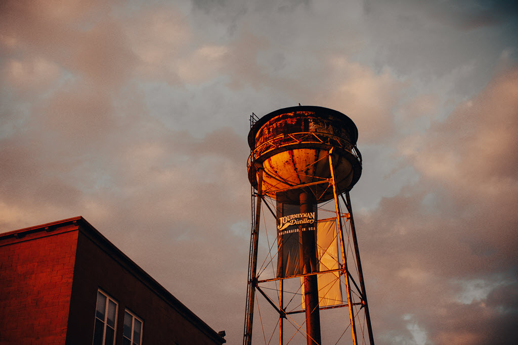 Journeyman Distillery - Water Tower of Future Valparaiso, Indiana Distillery