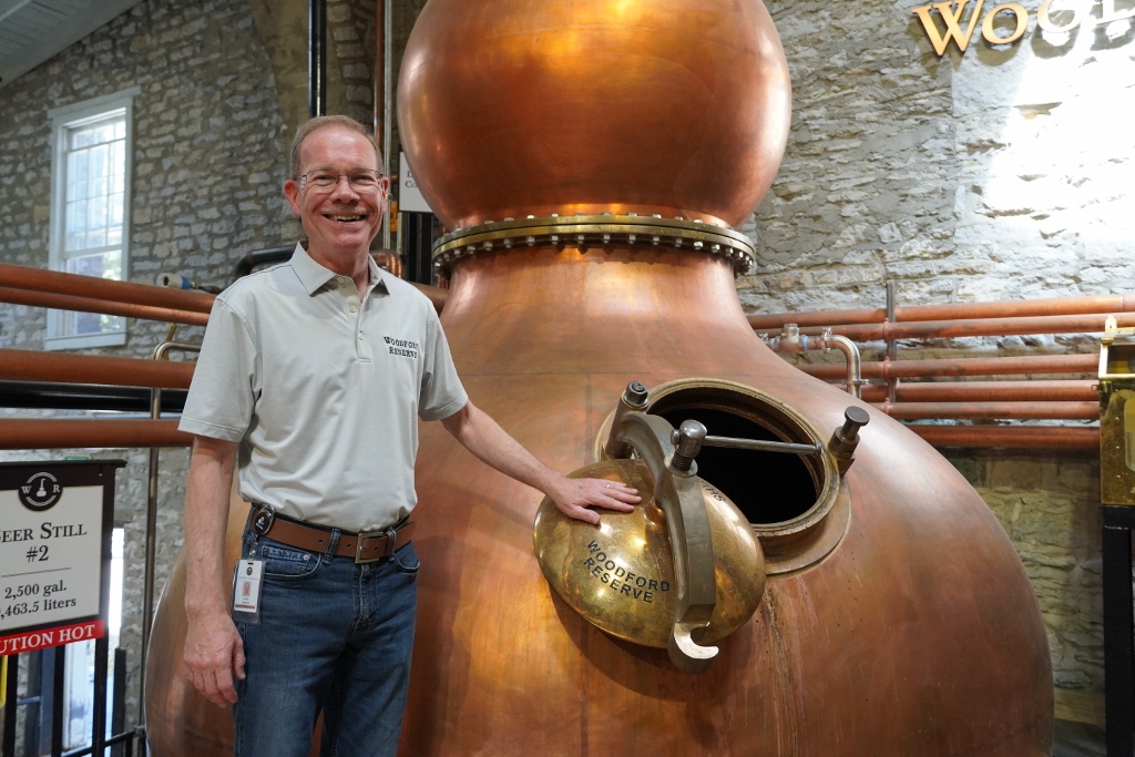 Woodford Reserve Distillery - Master Distiller Chris Morris in front of Beer Still #2