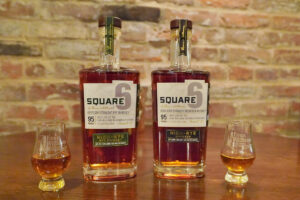 Evan Williams Bourbon Experience - Square 6 Kentucky Straight Bourbon and Kentucky Straight Rye Whiskey 95 Proof, Bottles and Glasses