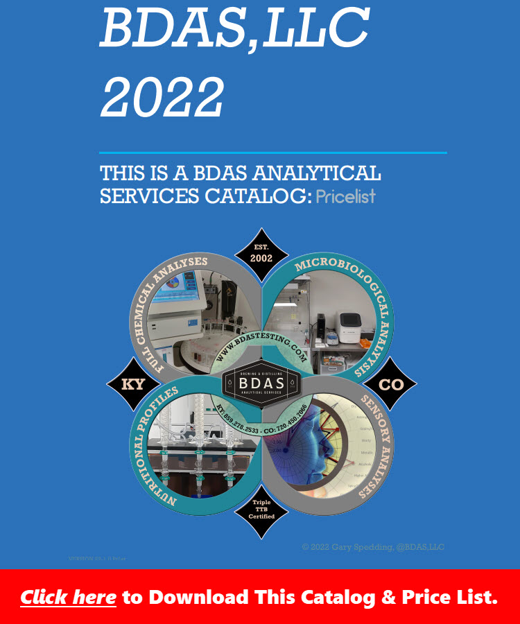 Brewing and Distilling Analytical Services - Catalog of Analytical Services and Pricing 2022, Download Now