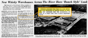 Brown-Forman Distillery - Whiskey Warehouses Built on Brown Forman Road, Utica, Indiana newspaper clipping