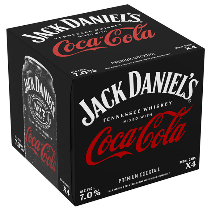 Jack Daniel Distillery - Jack Daniel's Ready-to-Drink 'RTD' Jack & Coca-Cola Cocktail 4 Pak