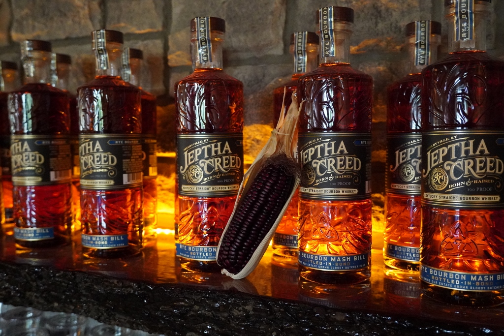 Jeptha Creed Distillery - Red, White & Blue Bourbon Whiskey Bottles