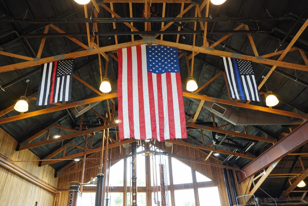Jeptha Creed Distillery - The Distillery reverently Displaying the American, Police and Firefighter Flags