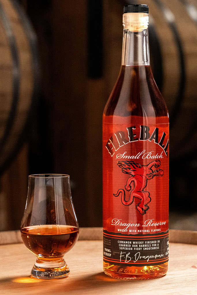 Sazerac - Fireball Small-batch Dragon Reserve Bottle on a Barrel