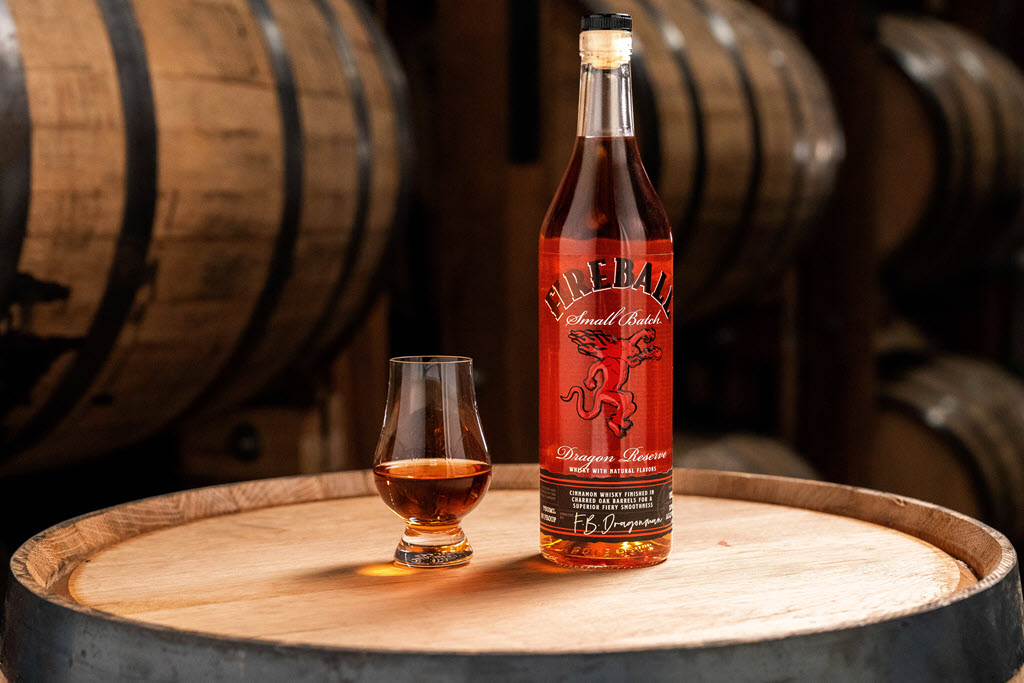 Sazerac - Fireball Small-batch Dragon Reserve Bottle on a Barrel