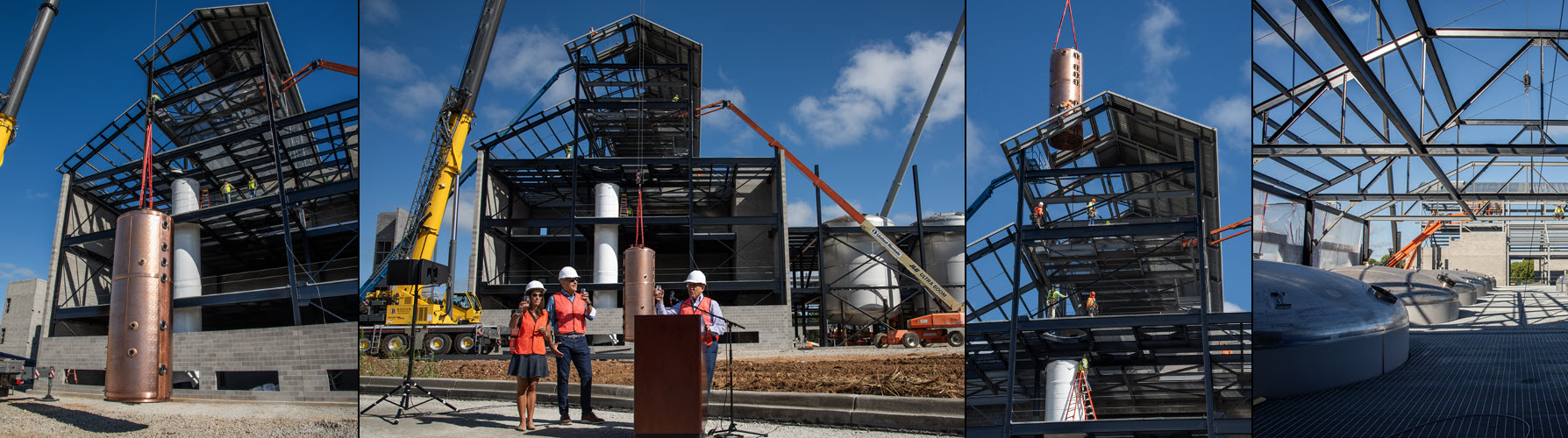 Heaven Hill Springs Distillery - Installation Day for the 60' Tall Vendome Copper & Brass Works Column Still