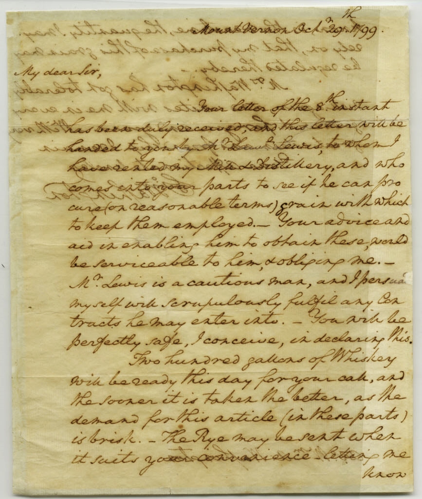 George Washington Letter about his Distillery