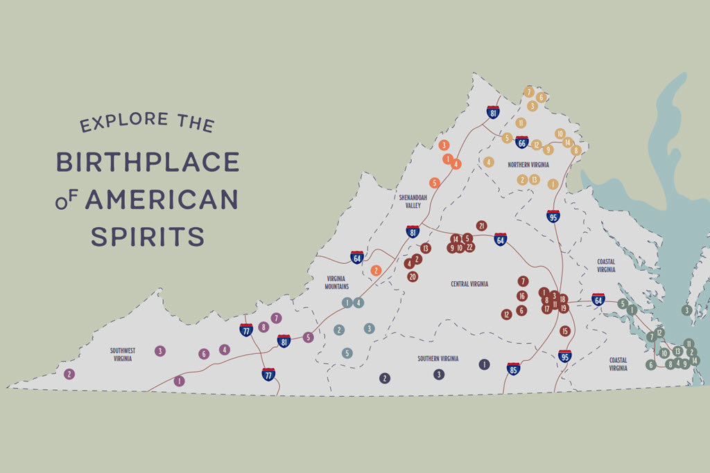 Virginia - The Birthplace of American Spirits, Trail map