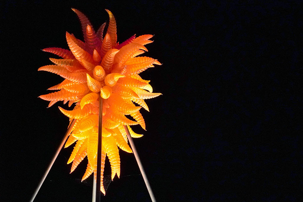 Maker's Mark Distillery - 2025 Chihuly Exhibit, 3 Orange Hornet in the Night