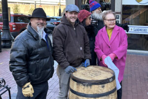 Buzzard's Roost Distillery - Repeal Day 2025 - Buzzard’s Roost Whiskey Distillery Co-Founder Jason Brauner, Distiller Ethan Spalding, and Co-Founder Judy Hollis Jones