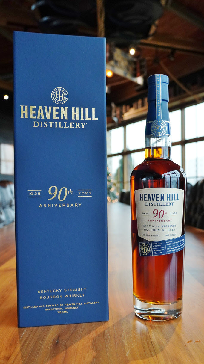 Heaven Hill Distillery - 90th Anniversary Bottle of Kentucky Straight Bourbon Whiskey and Box
