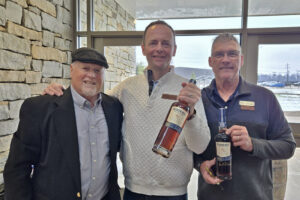Heaven Hill Distillery - Artisanal Distiller Emeritus Charlie Downs, Master Distiller Conor O'Driscoll, and Artisanal Distiller Jodie Filiatreau Pouring 90th Anniversary Bourbon