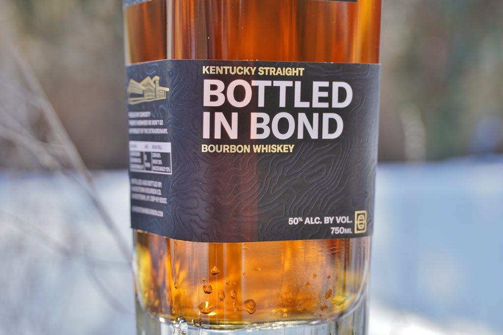 Bardstown Bourbon Company - 2026 Bottle Label Redesign, Kentucky Straight Bottled-in-Bond Bourbon Whiskey, Close Up of Label with Soft-Touch Substrate