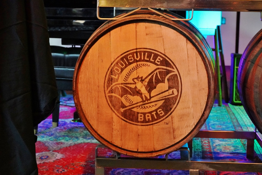 Whiskey Thief Distilling Co. - Barrel with the Louisville Bats logo