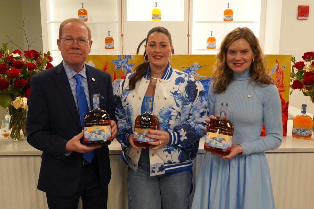 Woodford Reserve Distillery - Master Distiller Emeritus Chris Morris, Artist Anna Murphy, and Master Distiller Elizabeth McCall