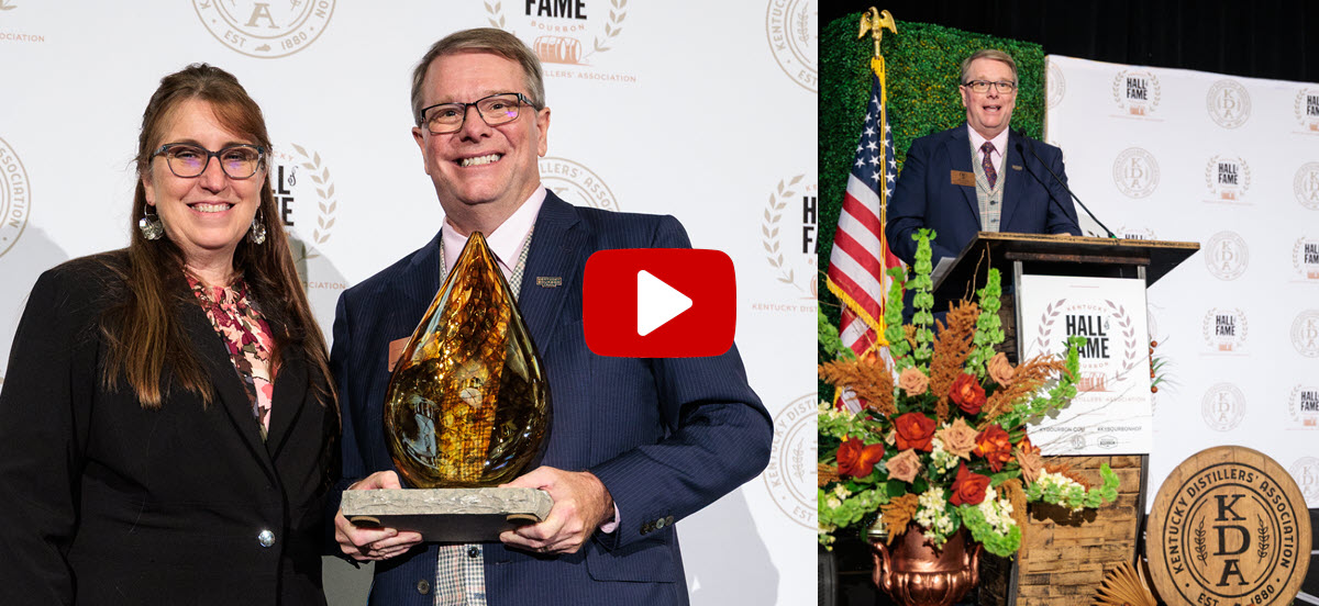 Kentucky Bourbon Hall of Fame - Andrea Wilson Presents Kentucky Distillers' Association President Eric Gregory with the Parker Beam Lifetime Achievement Award