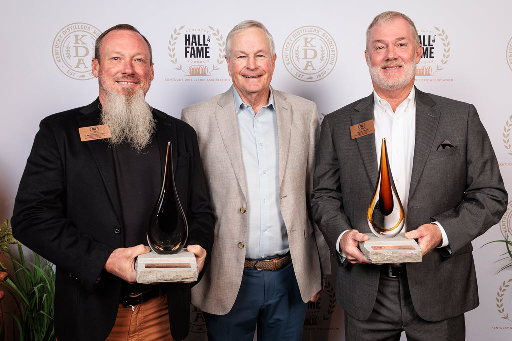 Kentucky Bourbon Hall of Fame - Ferm Solutions and Wilderness Trail Distillery Co-Founders E. Patrick Heist, Ph.D. and Shane Baker with Tom Blincoe