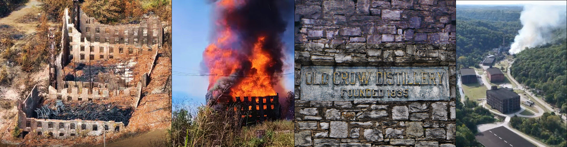 The Old Crow Distillery - Old Crow Catches Fire, Two c. 1900 Warehouses Burn to the Ground, No Injuries