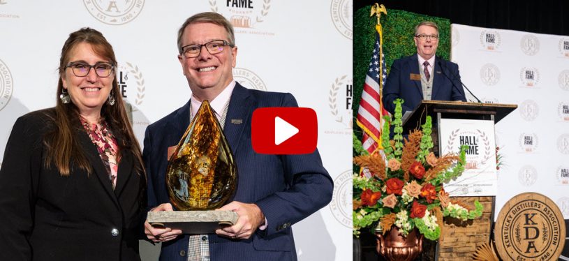 Kentucky Bourbon Hall of Fame - Andrea Wilson Presents Kentucky Distillers' Association President Eric Gregory with the Parker Beam Lifetime Achievement Award